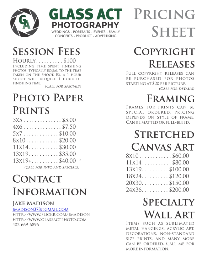 Pricing Sheet